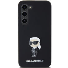 Заредете изображение във визуализатора на галерията – Original Pouch KARL LAGERFELD  hardcase Silicone Ikonik Metal Pin KLHCS24MSMHKNPK for Samsung Galaxy S24 Plus black
