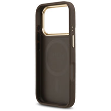 Заредете изображение във визуализатора на галерията – GUESS case for IPHONE 17 Pro compatible with MagSafe GUHMP17LP4GRMDEW (PU W/ 4G Strass Logo) brown
