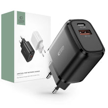 Заредете изображение във визуализатора на галерията – Tech-Protect C20W USB-C PD 20W / USB-A QC 3.0 network charger - black
