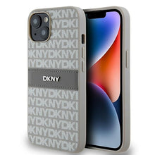 Заредете изображение във визуализатора на галерията – Original Case DKNY hardcase Leather Mono Stripe &amp; Metal Logo DKHCP14SPRTHSLE for Iphone 14/15/13 beige
