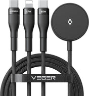 Кабел 3in1 USB C към Lightning / Type C / iWatch / SAM Watch VEGER 3A 92W V730 1,5 m - черен