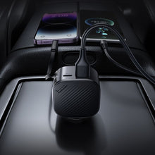 Заредете изображение във визуализатора на галерията – Car charger Hoco USB A + USB C PD QC3.0 45W with retractable cable USB C Z68 black
