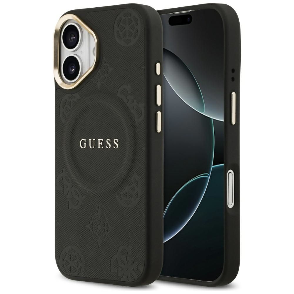 GUESS case for IPHONE 17 compatible with MagSafe GUHMP17SPSAMSECK (PU W/ Peony Hot Stamp) black