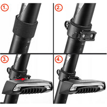 Заредете изображение във визуализатора на галерията – Rockbros LKWD-R1 rear bicycle light with laser and remote control + micro USB cable - USB-A - black
