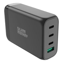 Заредете изображение във визуализатора на галерията – Silver Monkey SMA151 130W 3xUSB-C PD USB-A QC 3.0 GaN Charger with Detachable Power Cable - White
