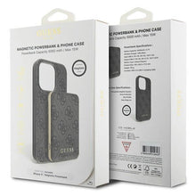 Заредете изображение във визуализатора на галерията – Guess 4G Metal Logo case set for iPhone 11 + 5000mAh MagSafe power bank - black

