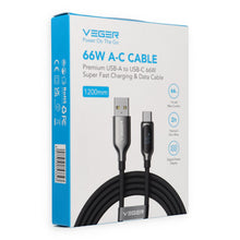 Заредете изображение във визуализатора на галерията – Cable with LED display USB A to Type C VEGER PD 3A 66W AC1-XHJ 1,2 m black
