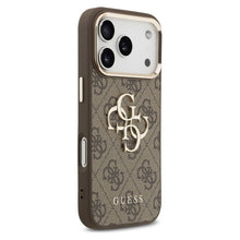 Заредете изображение във визуализатора на галерията – GUESS case for IPHONE 17 Pro Max GUHCP17X4GMGCBR (PU W/ Big 4G Classic Logo) gold brown
