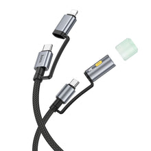 Заредете изображение във визуализатора на галерията – HOCO cable All-in-one Type C / Lightning to Type C / LED Light PD 3A 60W U138 1,2 m black
