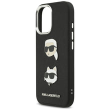 Заредете изображение във визуализатора на галерията – KARL LAGERFELD case for IPHONE 17 compatible with MagSafe KLHCP17SPSFDHPOK (FW Grained PU W/ K&amp;C Heads Pins &amp; Logo) black
