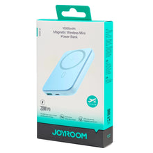 Заредете изображение във визуализатора на галерията – Joyroom JR-W020 20W 10000mAh MagSafe Powerbank + USB-A - USB-C 0.25m cable - light blue
