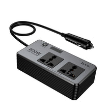 Заредете изображение във визуализатора на галерията – Smart dual car inverter charger Hoco 2 lighter ports max 200W PD66W/1C2A Z66 black
