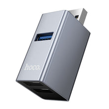 Заредете изображение във визуализатора на галерията – Adapter 3in1 (USB 2.0 x 2+USB 3.0) to USB-A Hoco HB54 szary
