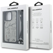 Заредете изображение във визуализатора на галерията – KARL LAGERFELD case for IPHONE 16 PRO MAX KLHCP16XPGGRMPCG compatible with MagSafe (CRSSBY Grained PU W/ Pattern &amp; Logo) gray
