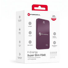 Заредете изображение във визуализатора на галерията – Powerbank compatible with MagSafe Forcell F-Energy SuperSlim F5K8 QC4.0 PD3.0 15W 5000 mAh cherry
