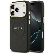 Заредете изображение във визуализатора на галерията – GUESS case for IPHONE 17 Pro compatible with MagSafe GUHMP17LPSAMSECK (PU W/ Peony Hot Stamp) black
