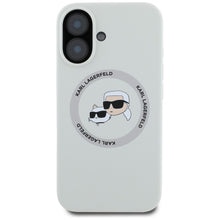 Заредете изображение във визуализатора на галерията – KARL LAGERFELD case for IPHONE 16 compatible with MagSafe KLHMP16SSKCHTCE (Silicone KC Heads) beige
