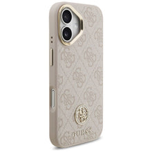 Заредете изображение във визуализатора на галерията – GUESS case for IPHONE 17 compatible with MagSafe GUHMP17SP4GRMDEP (PU W/ 4G Strass Logo) pink
