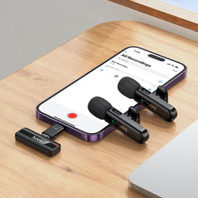 Заредете изображение във визуализатора на галерията – Wireless double microphone Lightning / USB C Hoco L20A black
