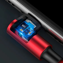 Заредете изображение във визуализатора на галерията – Ugreen US299 60555 angled Lightning / USB-A MFi cable 2.4A 1m - red
