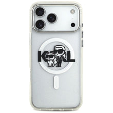 Заредете изображение във визуализатора на галерията – KARL LAGERFELD case for IPHONE 17 Pro Max compatible with MagSafe KLHMP17XHGKCGKBT (IML Glitter K&amp;C Sketch Logo) transparent
