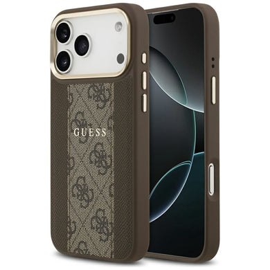 GUESS case for IPHONE 17 Pro Max compatible with MagSafe GUHMP17XPG4SEMCW (PU W/ 4G Stripe) brown