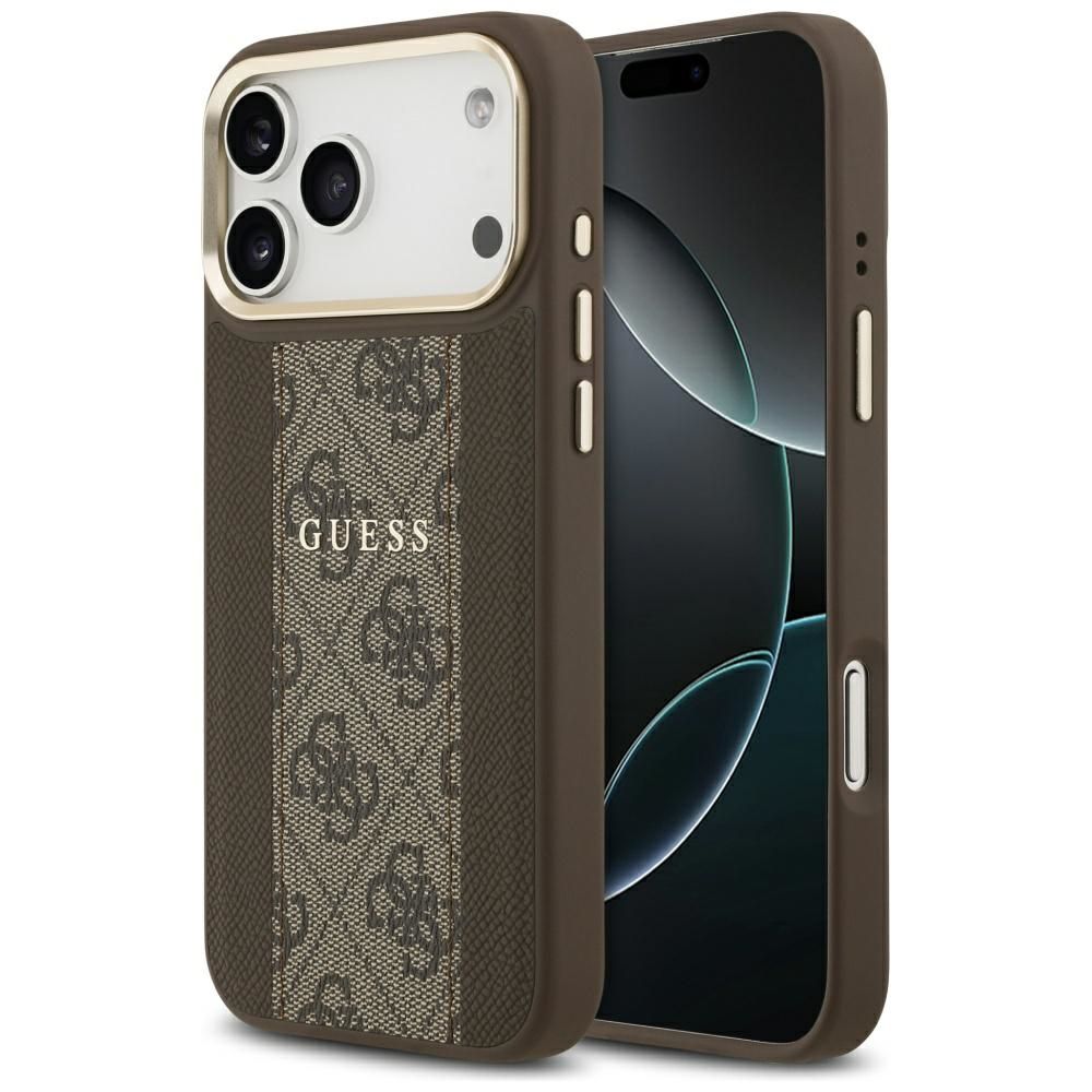 GUESS case for IPHONE 17 Pro Max compatible with MagSafe GUHMP17XPG4SEMCW (PU W/ 4G Stripe) brown