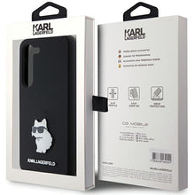 Заредете изображение във визуализатора на галерията – Original Pouch KARL LAGERFELD  hardcase Silicone Choupette Metal Pin KLHCS24SSMHCNPK for Samsung Galaxy S24 black
