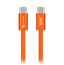 Заредете изображение във визуализатора на галерията – Cable USB C to USB C Forcell F-Energy QC4.0 PD 3A 60W Cafule Color 1,2 m ACYH23 orange
