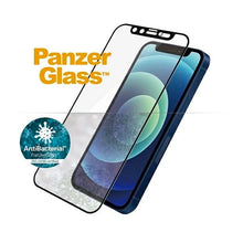 Заредете изображение във визуализатора на галерията – PanzerGlass E2E Microfracture Antibacterial Glass with Swarovsky Crystal Camera Cover for iPhone 12 mini - with Black Frame
