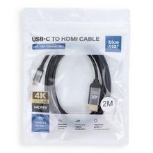 Заредете изображение във визуализатора на галерията – Cable USB C to HDMI Blue Star 4K 60Hz - High Speed, HDR, ARC, Ethernet, AWM, 2m black
