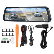 Заредете изображение във визуализатора на галерията – Dashcam for rearview mirror with a display 9,66" 1080p/30fps + rear camera 720p/30fps Hoco DV16 black
