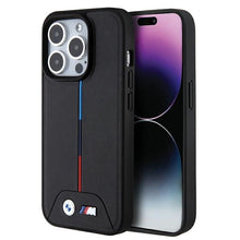 Заредете изображение във визуализатора на галерията – BMW Quilted Tricolor MagSafe case for iPhone 15 Pro - black
