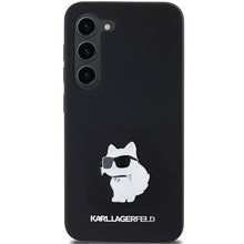Заредете изображение във визуализатора на галерията – Original Pouch KARL LAGERFELD  hardcase Silicone Choupette Metal Pin KLHCS24SSMHCNPK for Samsung Galaxy S24 black
