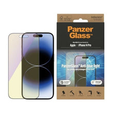 Заредете изображение във визуализатора на галерията – PanzerGlass Ultra-Wide Fit Antibacterial Tempered Glass with Blue Light Filter and Positioner for iPhone 14 Pro
