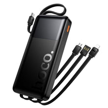 Заредете изображение във визуализатора на галерията – Powerbank 10000 mAh QC PD 2A 22,5W with built-in cables USB A + USB C + Lightning + Micro USB Hoco J156 black
