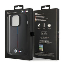 Заредете изображение във визуализатора на галерията – BMW Quilted Tricolor MagSafe case for iPhone 15 Pro - black
