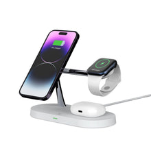Заредете изображение във визуализатора на галерията – Tech-Protect A12 3in1 MagSafe inductive charger for smartphone / headphones / smartwatch - white
