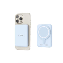Заредете изображение във визуализатора на галерията – Tech-Protect LifeMag PB10 Powerbank with MagSafe 5000mAh 15W USB-C port - blue + USB-C cable
