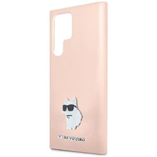 Заредете изображение във визуализатора на галерията – Original Pouch KARL LAGERFELD  hardcase Silicone Choupette Metal Pin KLHCS24LSMHCNPP for Samsung Galaxy S24 Ultra pink
