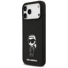 Заредете изображение във визуализатора на галерията – KARL LAGERFELD case for IPHONE 17 Pro Max compatible with MagSafe KLHMP17XSKIGROK (Silicone W/ KL Sketch &amp; Logo) black

