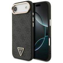 Заредете изображение във визуализатора на галерията – GUESS case for IPHONE 17 Air compatible with MagSafe GUHMP17MP4GTDGMK (4G PU W/ Triangle Logo) gold black
