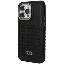 Заредете изображение във визуализатора на галерията – Audi Synthetic Leather case with MagSafe for iPhone 15 Pro Max - black
