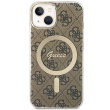 Заредете изображение във визуализатора на галерията – Guess 4G MagSafe case for iPhone 15 / 14 / 13 - brown

