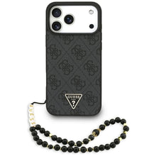Заредете изображение във визуализатора на галерията – GUESS case for IPHONE 17 Pro Max compatible with MagSafe GUHMP17XP4TSDPPSK (4G PU W/ Strap Triangle Logo) black

