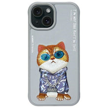 Заредете изображение във визуализатора на галерията – NIMMY case GLASSES COOL CAT for IPHONE 15 gray
