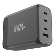 Заредете изображение във визуализатора на галерията – Silver Monkey SMA155 200W 3xUSB-C PD USB-A QC 3.0 GaN Charger with Detachable Power Cable - Black
