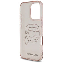 Заредете изображение във визуализатора на галерията – KARL LAGERFELD case for IPHONE 16 Pro Max KLHCP16XHKHDCELP (IML Rhinestones S K Head) pink
