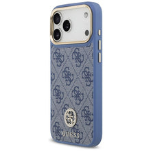 Заредете изображение във визуализатора на галерията – GUESS case for IPHONE 17 Pro Max compatible with MagSafe GUHMP17XP4GRMDEB (PU W/ 4G Strass Logo) blue
