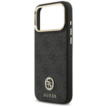 Заредете изображение във визуализатора на галерията – GUESS case for IPHONE 17 Pro Max compatible with MagSafe GUHMP17XP4G4DCSK (PU W/ Strass Logo &amp; Big Strap Metal Buttons) black
